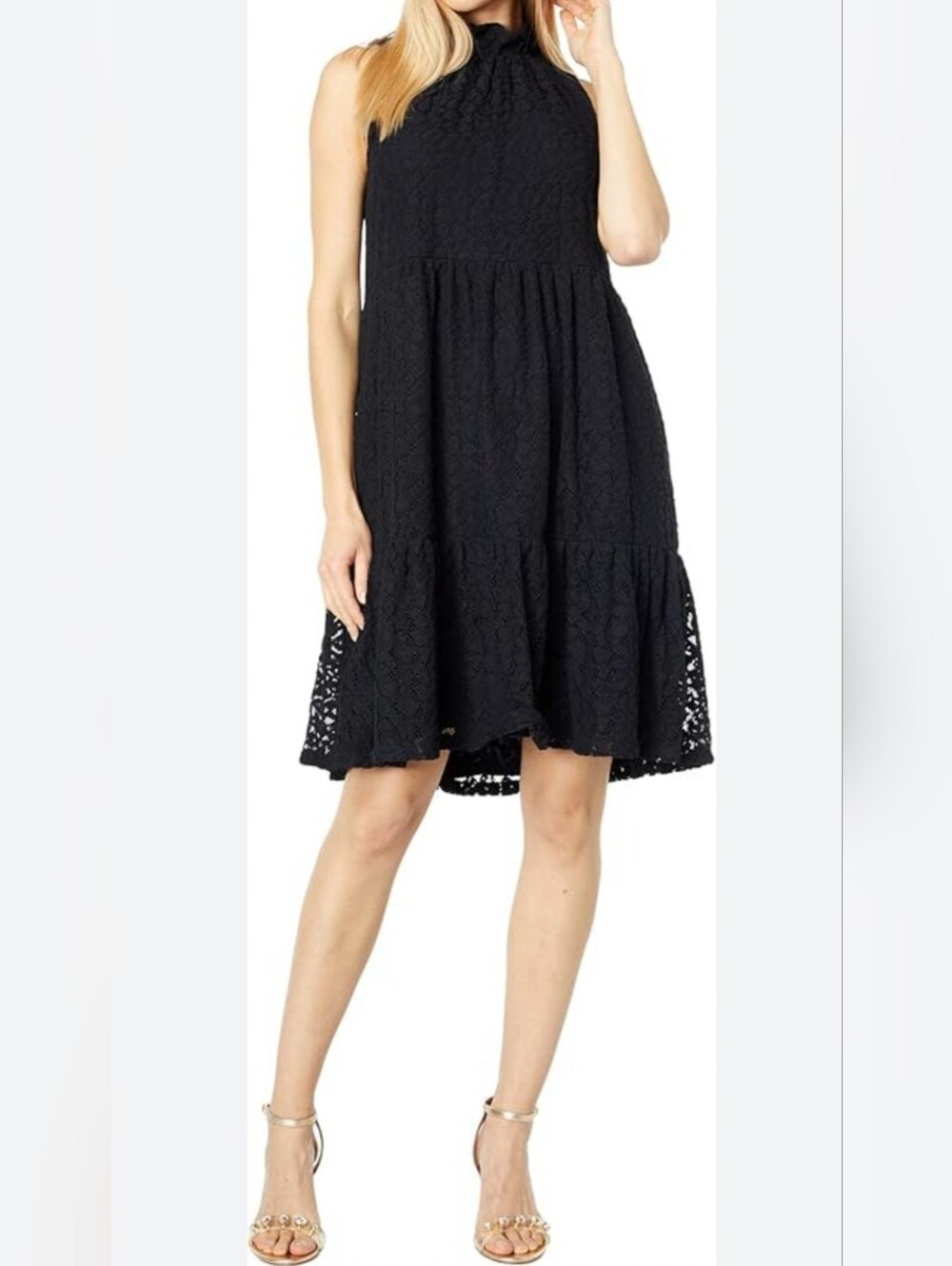 Lilly Pulitzer Black Lace Tiered Skater Dress.